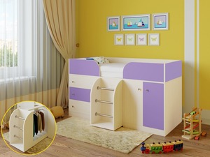 Кровать чердак Астра-5 фиолетовый