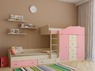 Детская двухъярусная кровать Астра 6 дуб шамони/розовый 